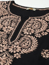 Ada Hand Embroidered Black Cotton Lucknow Chikankari Straight Kurta A411338