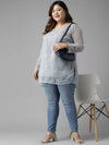 Ada Hand Embroidered Grey Georgette Lucknowi Chikankari Straight Kurti With Slip A911271