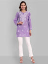 Ada Hand Embroidered Purple Cotton Lucknowi Chikankari Kurti A911343