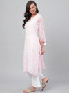 Ada Hand Embroidered Baby Pink Georgette Lucknowi Chikankari Straight Kurta with Slip A90410