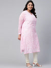 Ada Hand Embroidered Baby Pink Georgette Lucknowi Chikankari Straight Kurta with Slip A90410