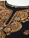 Ada Hand Embroidered Black Cotton Lucknow Chikankari Straight Kurta A411273