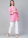 Ada Hand Embroidered Pink Cotton Lucknowi Chikankari Kurti A210943