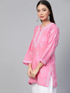 Ada Hand Embroidered Pink Cotton Lucknowi Chikankari Kurti A210943