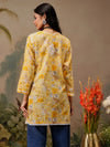 Ada Hand Embroidered Floral Printed Yellow Cotton Lucknowi Chikankari Short Kurti A911455