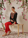 Ada Hand Embroidered Black Cotton Lucknowi Chikankari Short Kurti A911490