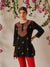 Ada Hand Embroidered Black Cotton Lucknowi Chikankari Short Kurti A911490