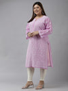 Ada Hand Embroidered Lavender Georgette Lucknowi Chikankari Straight Kurta A100286