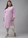 Ada Hand Embroidered Lavender Georgette Lucknowi Chikankari Straight Kurta A100286