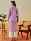Ada Hand Embroidered Lavender Georgette Lucknowi Chikankari Straight Kurta A100286