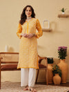 Ada Hand Embroidered Yellow Georgette Lucknowi Chikankari Straight Kurta A100288