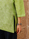 Ada Hand Embroidered Green Cotton Lucknowi Chikankari Straight Kurti A911556