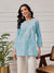 Ada Hand Embroidered Sky Blue Cotton Lucknowi Chikankari Straight Kurti A911367