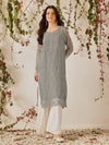 Ada Hand Embroidered Grey Georgette Lucknowi Chikankari Straight Kurta with Slip A130748