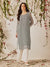 Ada Hand Embroidered Grey Georgette Lucknowi Chikankari Straight Kurta with Slip A130748