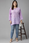 Ada Hand Embroidered Mauve Georgette Lucknowi Chikankari Straight Kurti A911227