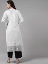 Ada Hand Embroidered WhiteKota Lucknow Chikankari Straight Kurta With Slip A411303