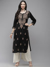 Ada Hand Embroidered Black Cotton Lucknow Chikankari Straight Kurta A411338