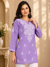 Ada Hand Embroidered Purple Cotton Lucknowi Chikankari Kurti A911343