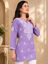 Ada Hand Embroidered Purple Cotton Lucknowi Chikankari Kurti A911343