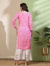 Ada Hand Embroidered Pink Georgette Lucknowi Chikankari Straight Kurta A411221