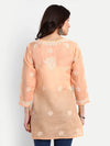 Ada Hand Embroidered Crayola Peach Cotton Lucknowi Chikankari Short Kurti A911334