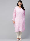 Ada Hand Embroidered Baby Pink Georgette Lucknowi Chikankari Straight Kurta with Slip A90410