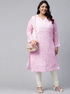 Ada Hand Embroidered Baby Pink Georgette Lucknowi Chikankari Straight Kurta with Slip A90410