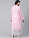 Ada Hand Embroidered Baby Pink Georgette Lucknowi Chikankari Straight Kurta with Slip A90410