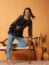 Ada Hand Embroidered Black & Mauve Georgette Lucknowi Chikankari Short Kurti With Slip A911415