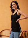 Ada Hand Embroidered Black & Mauve Georgette Lucknowi Chikankari Short Kurti With Slip A911415