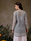 Ada Hand Embroidered Grey Georgette Lucknowi Chikankari Straight Kurti With Slip A911305