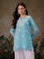 Ada Hand Embroidered Blue Georgette Lucknowi Chikankari Straight Kurti with slip A911299