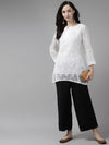 Ada Hand Embroidered White Kota Lucknowi Chikankari Short Kurti With Slip A911152