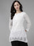 Ada Hand Embroidered White Kota Lucknowi Chikankari Short Kurti With Slip A911152