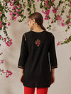 Ada Hand Embroidered Black Cotton Lucknowi Chikankari Short Kurti A911490
