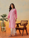 Ada Hand Embroidered Pink Georgette Lucknowi Chikankari Straight Kurta A95492