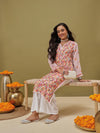 Ada Hand Embroidered White Georgette Lucknowi Chikankari Straight Kurta With Slip A100425