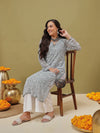 Ada Hand Embroidered Grey Georgette Lucknowi Chikankari Straight Kurta With Slip A411132
