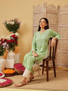 Ada Hand Embroidered Green Modal Lucknowi Chikankari Straight Kurta A411803