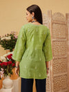 Ada Hand Embroidered Green Cotton Lucknowi Chikankari Straight Kurti A911556