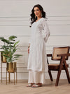 Ada Hand Embroidered White Modal Lucknowi Chikankari Straight Kurta A411808