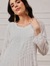 Ada Hand Embroidered White Modal Lucknowi Chikankari Straight Kurta A411808