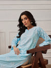 Ada Hand Embroidered Blue Cotton Lucknowi Chikankari Straight Kurta A411695