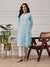Ada Hand Embroidered Blue Cotton Lucknowi Chikankari Straight Kurta A411695
