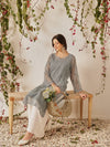 Ada Hand Embroidered Grey Georgette Lucknowi Chikankari Straight Kurta with Slip A130748