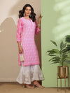 Ada Hand Embroidered Pink Georgette Lucknowi Chikankari Straight Kurta A411221