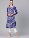 Ada Hand Embroidered Royal Blue Georgette Lucknowi Chikankari Straight Kurta with Slip A100347