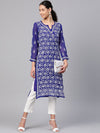 Ada Hand Embroidered Royal Blue Georgette Lucknowi Chikankari Straight Kurta with Slip A100347