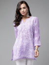 Ada Hand Embroidered Mauve Georgette Lucknowi Chikankari Straight Kurti A911227